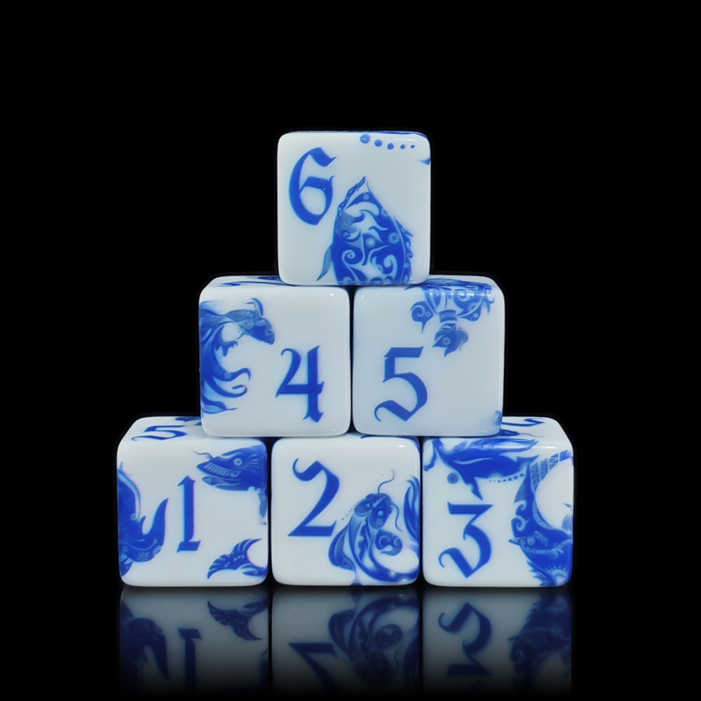 Board Game Dnd - 12 dados de porcelana azul y